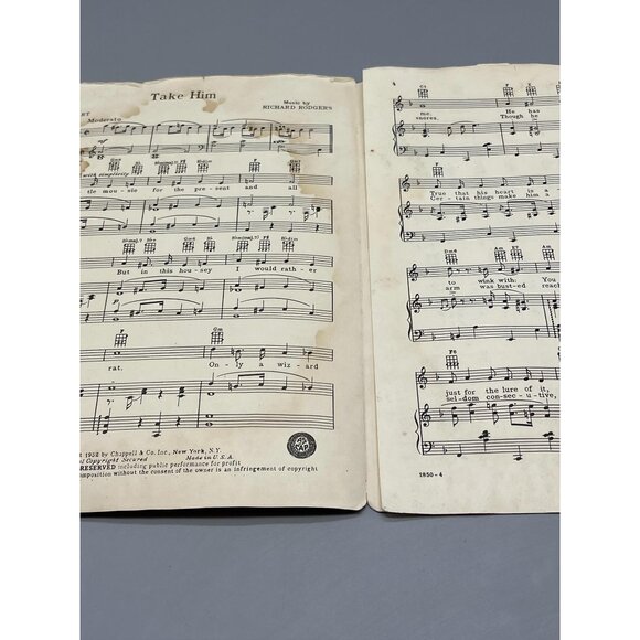 Vintage Sheet Music "Take Him" "Pal Joey" Rodgers & Hart Chappell & Co 1952 READ - Picture 5 of 9